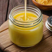 ghee clarified butter jar wooden table generative 1 (1)